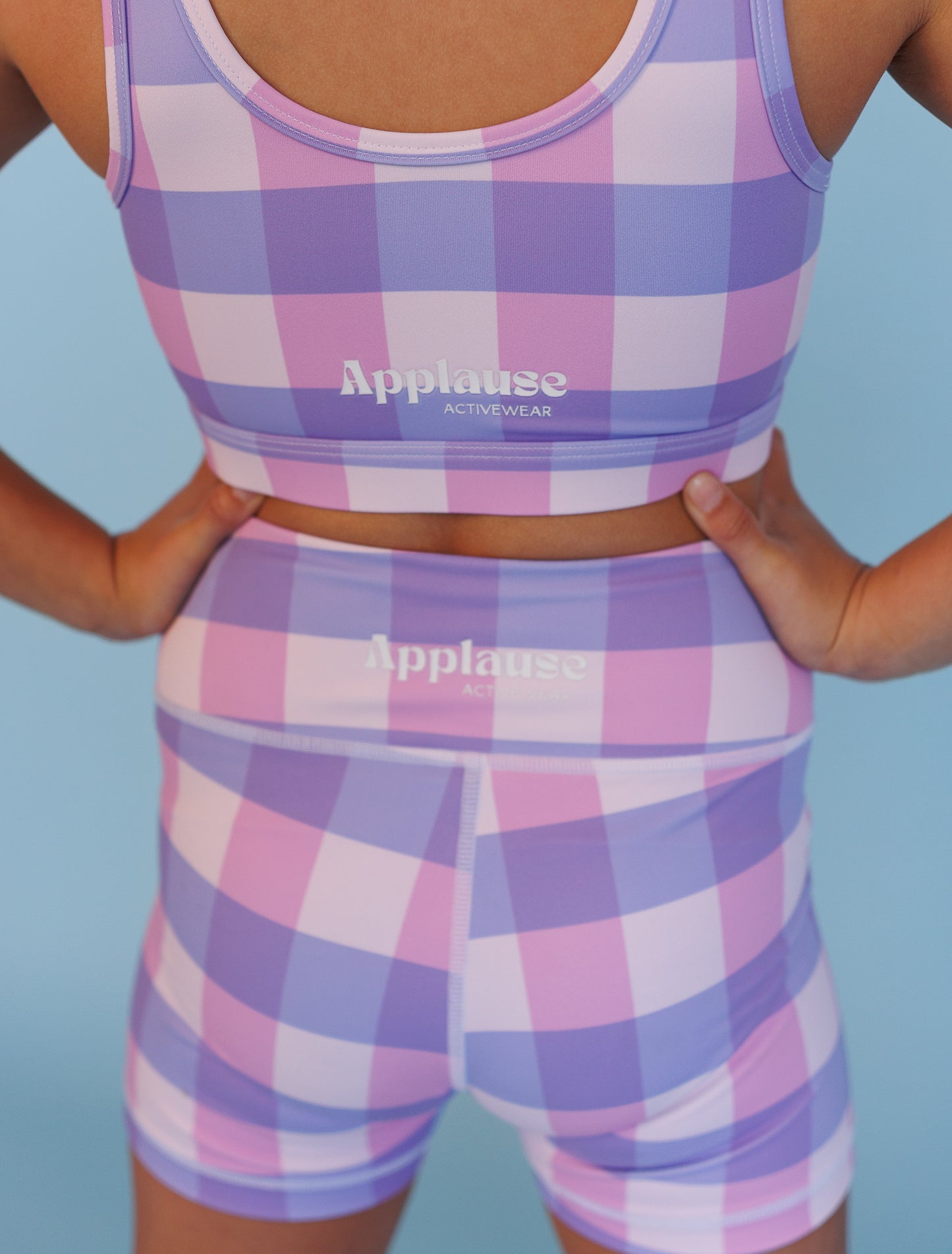 Purple Gingham Bike Shorts