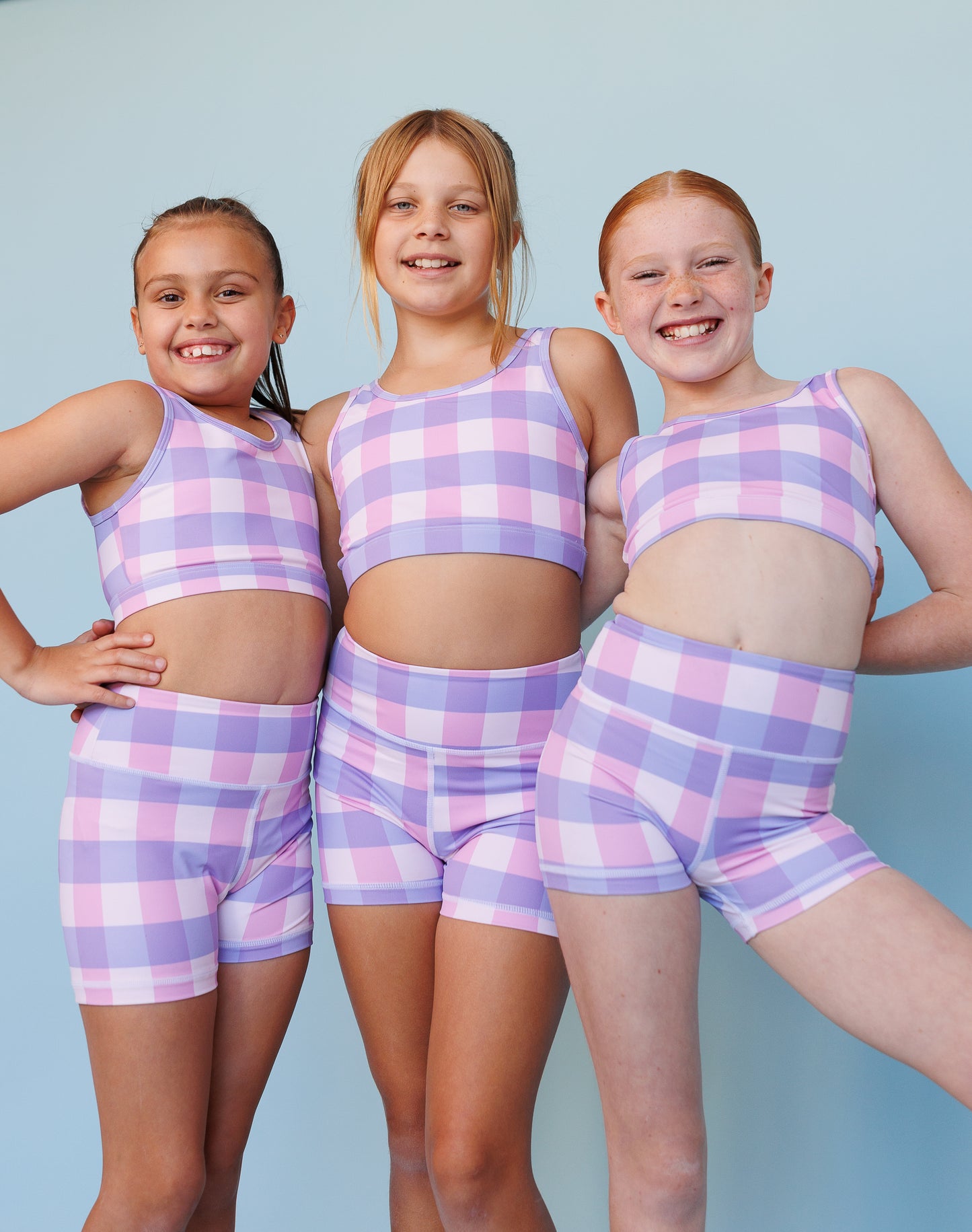 Purple Gingham Bike Shorts