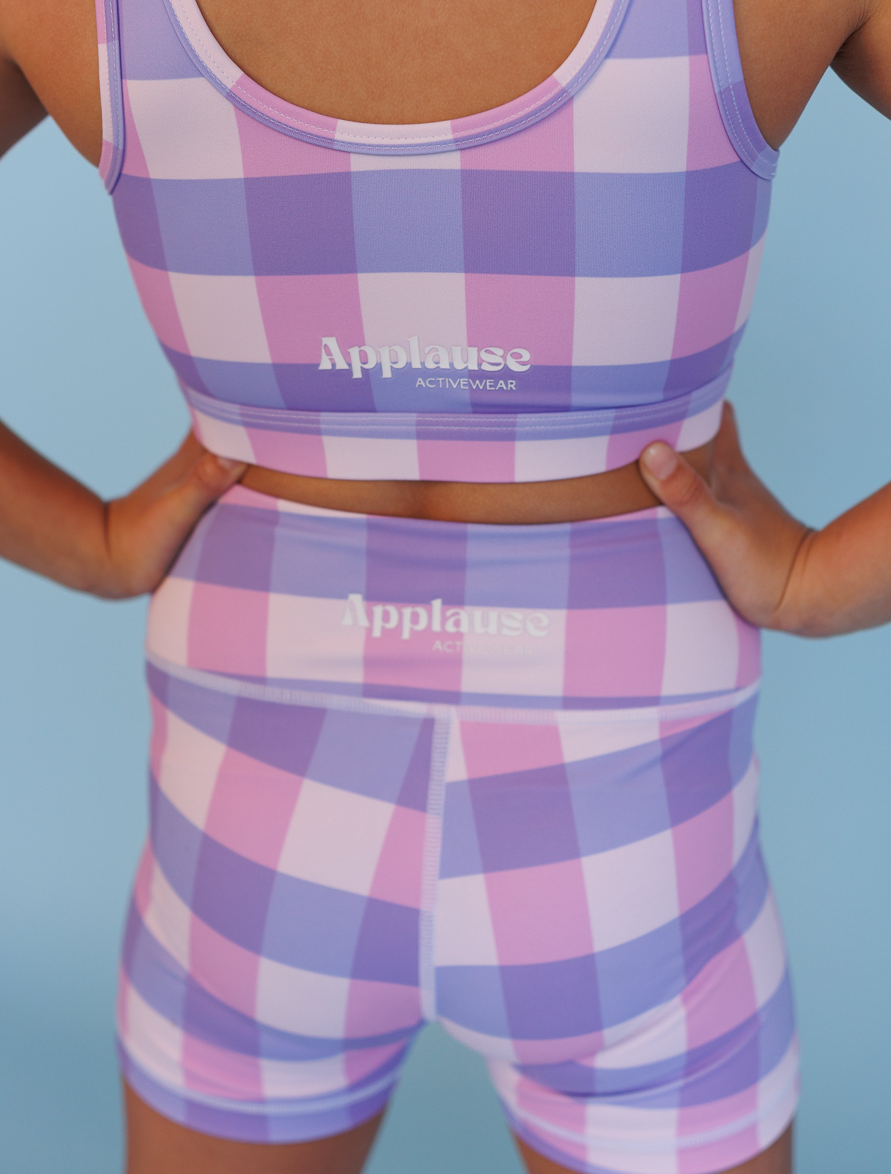 Purple Gingham Bike Shorts