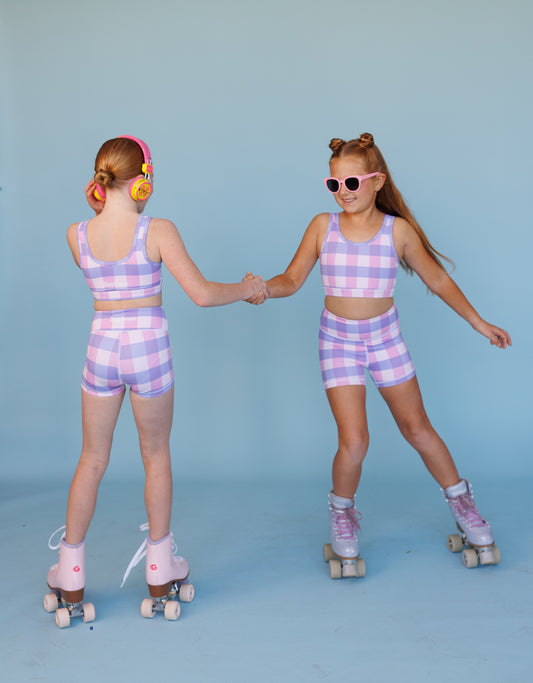 Purple Gingham Crop